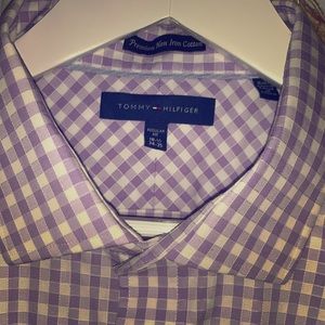 Tommy Hilfiger Purple Plaid sz/18 1/2” 34-35